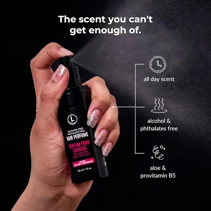 Love Ur Curls Hair Perfume Mist Spray, Signature Scent Fragrance, Notes of Vanilla Musk, Warm Amber, Fruity Peach Blend, Refresh Hair, for all Hair Types, Vegan, and Alcohol Free