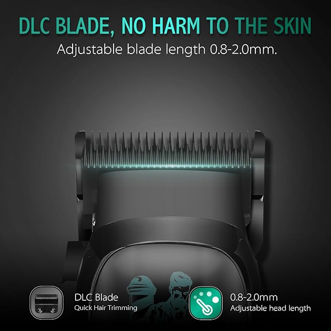DSP Professional Hair Clipper for Men, Brushless Motor with 4CR DLC+Ceramic Blade, Rechargeable Cordless Hair Cutting Kit- Gift for Men (Green)