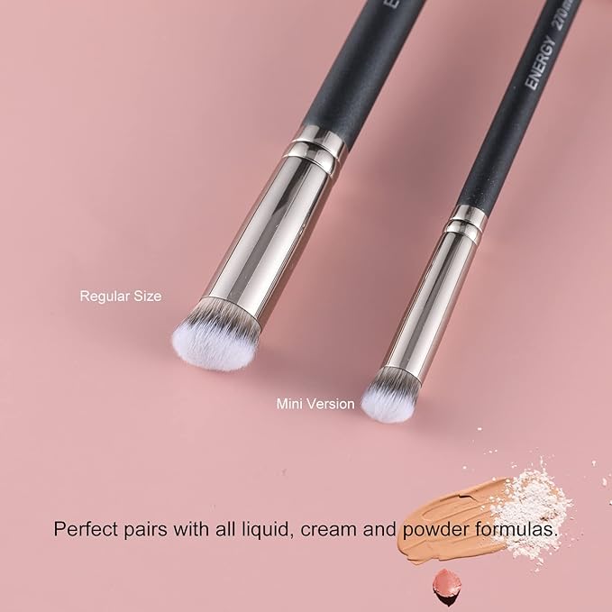 ENERGY Foundation Brushes Set Professional Under Eye Concealer Brushes Perfect For Blending Liquid Cream or Flawless Powder Cosmetics Buffing Stippling Concealer Premium Synthetic Bristles