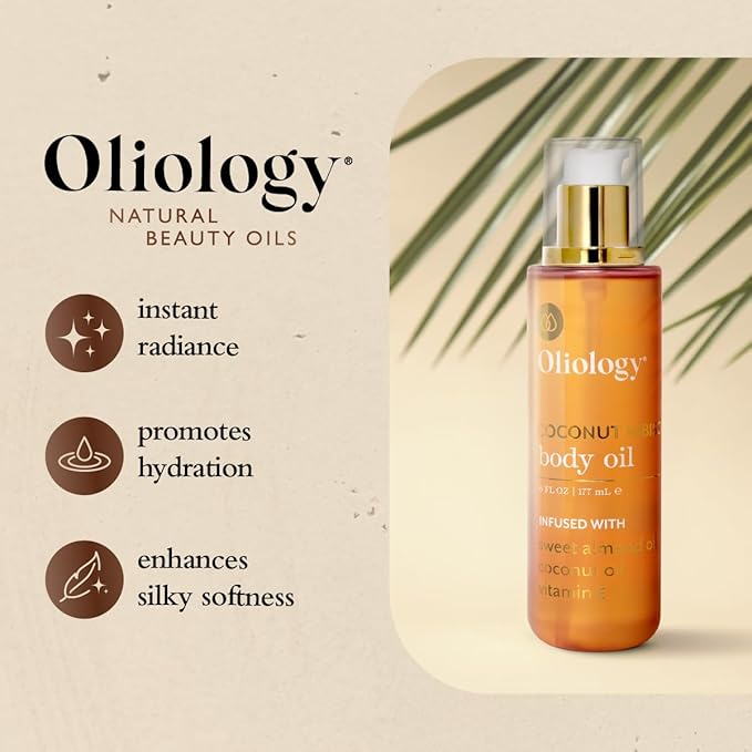 Oliology Coconut Hibiscus Body Oil – Hydrating & Nourishing Formula with Coconut Oil, Sweet Almond Oil & Vitamin E | Lightweight & Fast-Absorbing | 6 (Fl Oz)