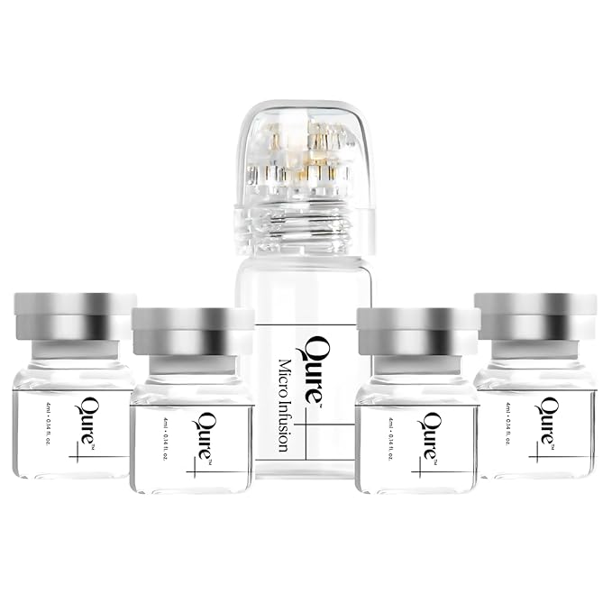 Qure Micro Infusion System for Face & Neck - Facial Moisturizing Essence, Even-looking tone, Serum for All Skin Types, Refreshed and Luminous Skin - 2-Month Supply