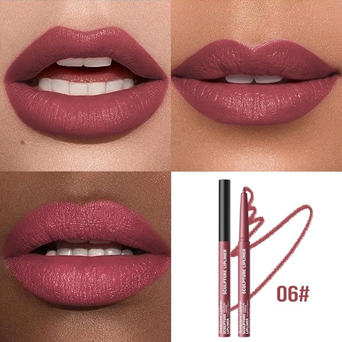 12 Colors Matte Lip Liner Pencil – Long Lasting Waterproof Lip Liner, Smudge Proof Transfer Proof Lip Pencil, High Pigment Lip Makeup for Defining & Filling Lips (06#, 1PCS)