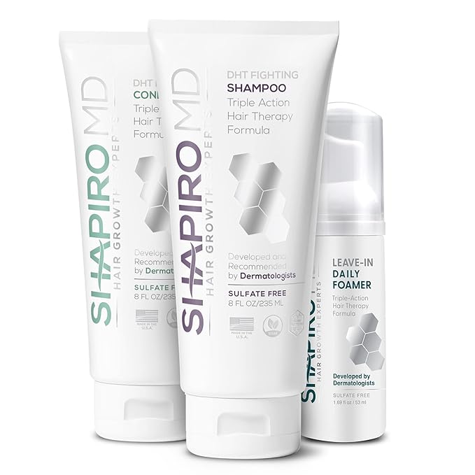 Shapiro MD Hair Growth Experts Natural Hair Kit for Thicker, Fuller, Healthier Looking Hair - Including Shampoo, Conditioner and Leave-In Daily Foam (4 Month)