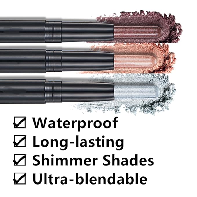 Black Eyeshadow Stick Makeup, Cream Shimmer Eye Shadow Pencil, Hypoallergenic Waterproof Long Lasting Crayon, Smooth Glitter Primer Palette Eyeliner Make up