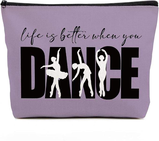 Fkovcdy Dance Bag - Ballet Makeup Bag, Cute Small Cosmetic Bag for Dancers - Dance Lover Gifts for Recital, Birthday, Christmas, Graduation, Travel - Blue