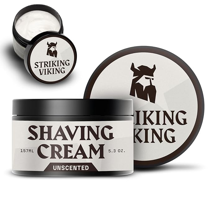 Striking Viking Men's Shaving Cream - 5.3 oz, Unscented - Sensitive Skin & Travel Shave Cream