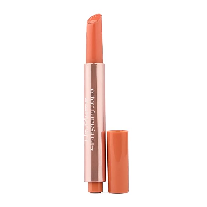MCoBeauty - Lip Plump 4-in-1 Hydrating Lacquer - Multi-Benefit Lip Color with Shea Butter, Hyaluronic Acid and Click-Pen Format - Luella, Nude Melon Shade - 2.5ml