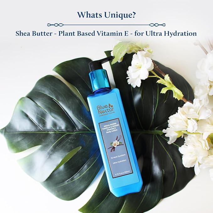 Blue Nectar Shea Butter Moisturizing Warm Vanilla and Sugar Body Lotion with Vitamin E for Hydration | Body Lotion for Dry Skin | For Women & Men (12 Herbs, 6.76 Fl oz)
