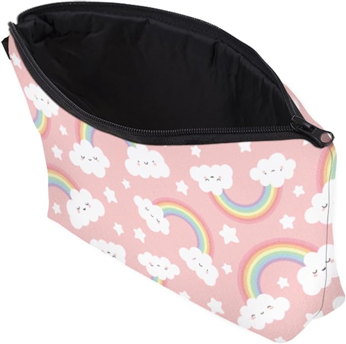 Cute Travel Makeup Bag Cosmetic Bag Small Pouch Gift for Women (Cloud Rainbow)