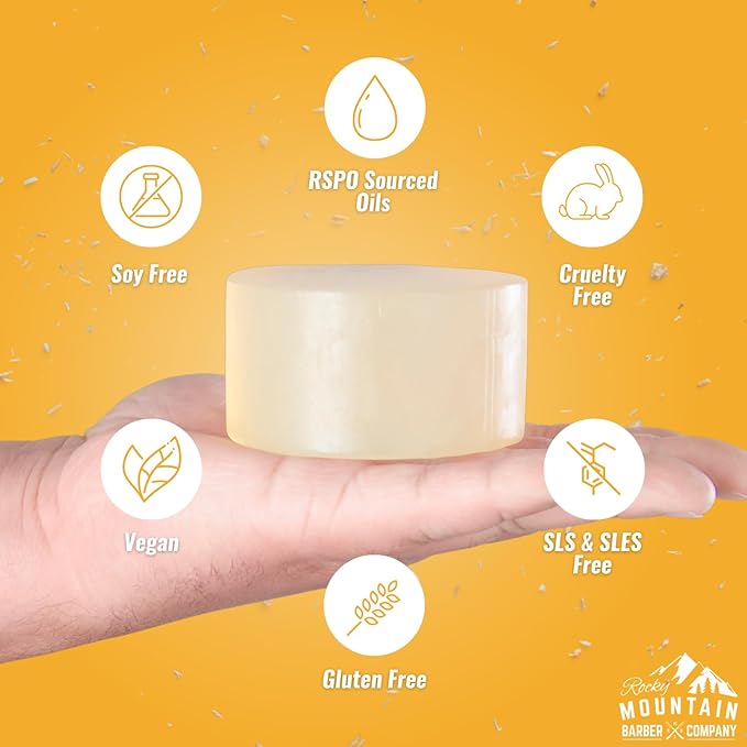 Men’s All-in-One Shampoo & Body Soap Bars – Extra Thick 1.6” Glycerin Hair & Body Soap Bars - 2 Soaps - Spiced Sawdust Scent - with Coconut Oil, Oat Protein & Cedarwood Oil - Made in USA - 14.5 oz