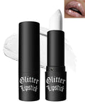 White Diamond Glitter Matte Lipstick, Gothic Shiny Lip Gloss, Sparkling High Pigment Longlasting Waterproof Smudgeproof Non-Stick Lipstick, Shimmer Lip Blam for Stage,Cosplay, Party Makeup-01