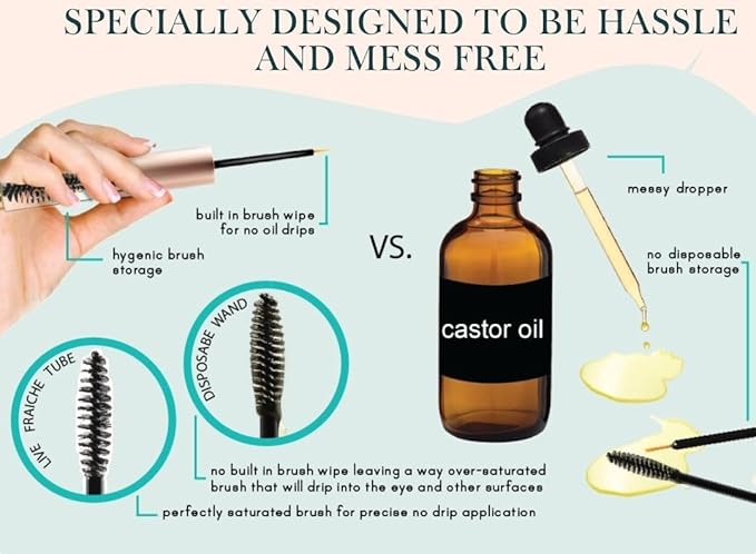 Lash Serum Mascara Tube DOUBLE PACK - Natural Eyelash Serum for Growth, Conditioning &Treatment - Eyelash Growth Serum with Organic Castor Oil - Brow Serum to Grow Brows with Eyeliner & Eyelash Brush