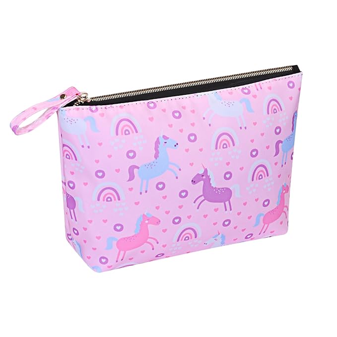 Large Makeup Bag for Women Zipper Pouch Travel Cosmetic Organizer Animal Print, Unicorn