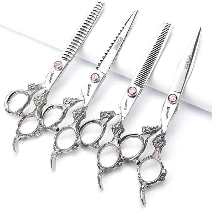 Professional Japanese Hairdressing Scissors Set - Slim Design, 7 Inch, 4 Pieces for Men or Women