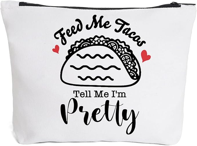 Funny Makeup Bag Gift for Women Best Friends Sister Taco Lover | Cute Taco Makeup Zipper Pouch Bag Cosmetic Travel Accessories Bag Toiletry Case Gifts for Birthday Christmas