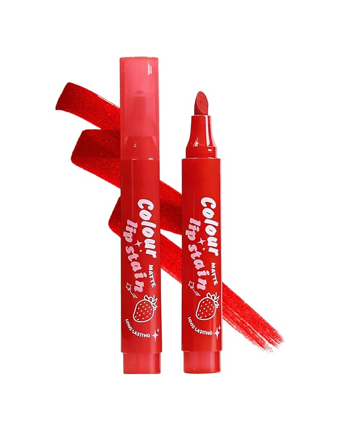 Lip Tint Stain Pen, Orange Red Waterproof Long Lasting Matte Lip Liner Stain Pencil, High-Pigmented Quick Dry Liquid Lipstick, Non Sticky Smudgeproof Lip Tint Gloss, Christmas Makeup Gift for Women-01