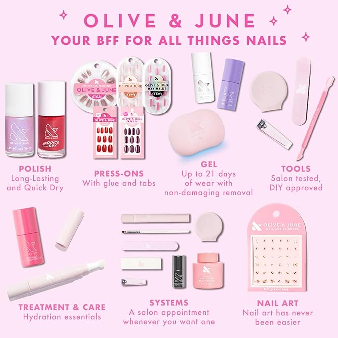 Olive & June Long Lasting Nail Polish | Plump Gel-Like Finish No Lamp Needed | Lasts up to 10 days | Salon-Quality Color at Home | 15-Free Vegan Cruelty-Free Chip-Resistant Shine | LD Rosy Neutral
