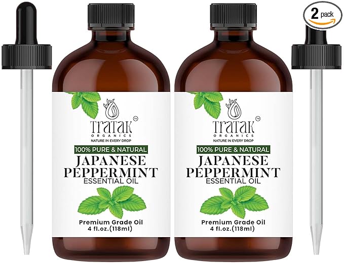 Peppermint Essential Oil - 100% Pure and Natural Oil with Premium Glass Dropper - Undiluted Essential Oil for Aromatherapy, Diffuser, Hair Care, Skin Massage and DIY's | 4 fl oz (Pack of 2)
