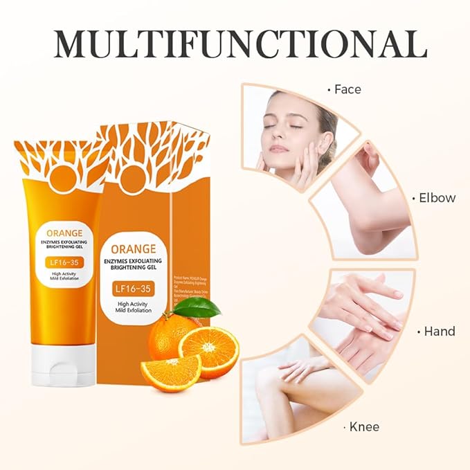 Orange Exfoliating Gel for Face and Body, 2025 New Deep Pore Orange Peeling Scrub, Cleaning Pores, Remove Blackheads Moisturize Cleansing, Facial Exfoliating Gel for All Types Skin (2PC, 3.52 Fl Oz)