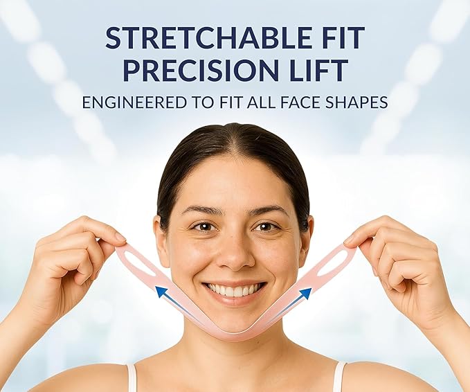 Stylia V Line Lifting Collagen Mask - Lift, Firm & Contour Jawline - Tightening Double Chin Strap with Hyaluronic Acid & Aloe - Neck Lift & Face Tightening Mask - Jawline Shaper Face Lift Tape (2PC)