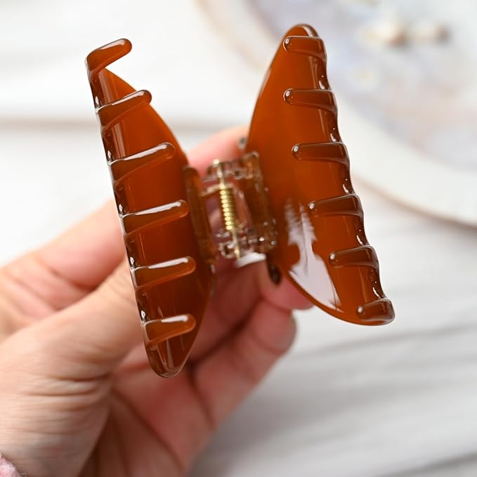 Handmade Celluloid Acetate French Design Barrettes Tortoise Shell Claws Hair Claw Luxury Fashion Accessories Hair Clip for Women (toffee)