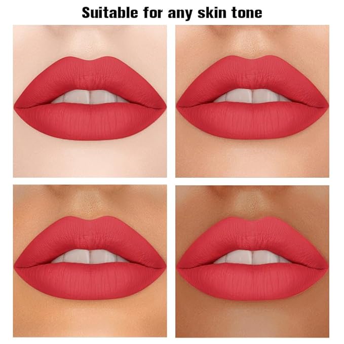 Red Matte Lipstick Crayon Pencil Set,Velvet Lip Stick for Women 24 Hour Long Lasting Waterproof Lip Liner,Magic Lipstick 24 Hours Original Lip Liner Makeup Stain Long Lasting Waterproof