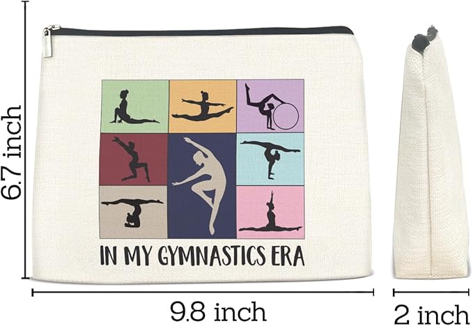 Gymnastics Gifts Makeup Bag, Gymnast Team Graduation Gift for Women Girls Thank You Appreciation Gifts for Gymnastics Coach Friend Coworker Gymnastic Stuff Accessories Cosmetic Travel Bag for Purse