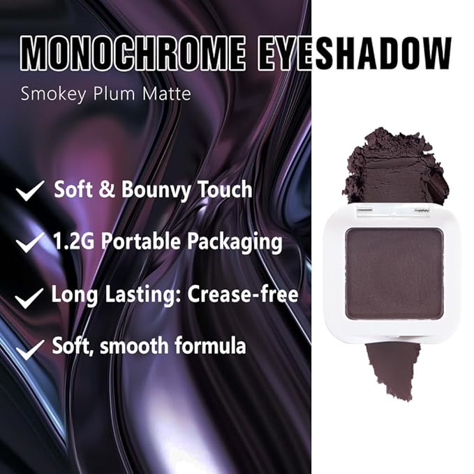 evpct Matte Eggplant Purple Eyeshadow Palette Makeup for Older Women Brown Eyes, Deep Dark Mauve Plum Purple Cream Eye Shadow Palette Single for Older Women Matte, Monochrome Long Lasting Eyeshadow