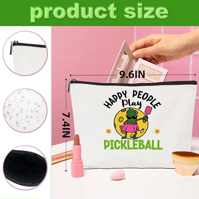 4pcs Funny Pickleball Gifts Makeup Bag, Ball Player Cosmetic Bag Ball Lover with Zipper Pouch Accessories Pickleball Lover Gifts for Girls Women Fans Player Mom Sister Christmas Birthday Gifts