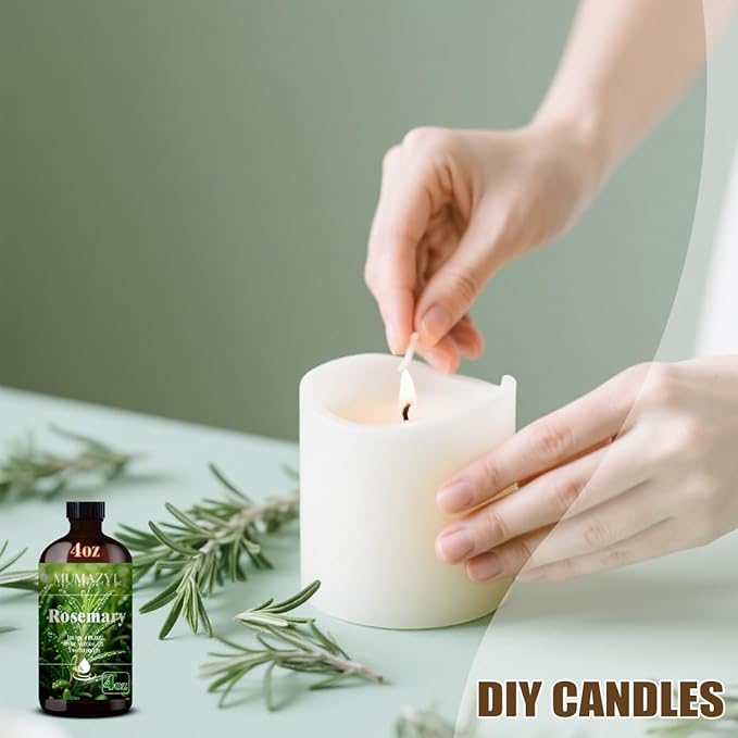 Rosemary Essential Oil, Rosemary Oil 4 Fl Oz 120ML for Diffuser Humidifier Yoga Cleaning DIY Candle Soap Making Essential Oils