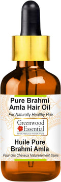 Greenwood Essential Pure Brahmi Amla Hair Oil with Glass Dropper Premium Therapeutic Grade for Hair, Skin & Aromatherapy 100ml (3.38 oz)