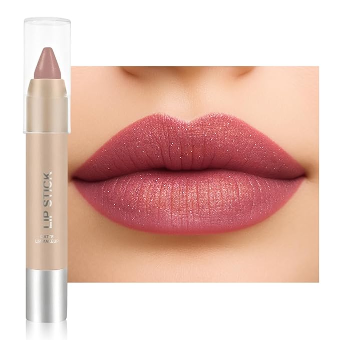 Erinde Matte Shimmer Lipstick Lip Liner Crayon for Women, 24 Hour Lipstick Lip Liner Pencil, Neutral Lipliner Waterproof Long Lasting Smudge Proof, Vegan & Cruelty-Free, C02 Mauve Rose