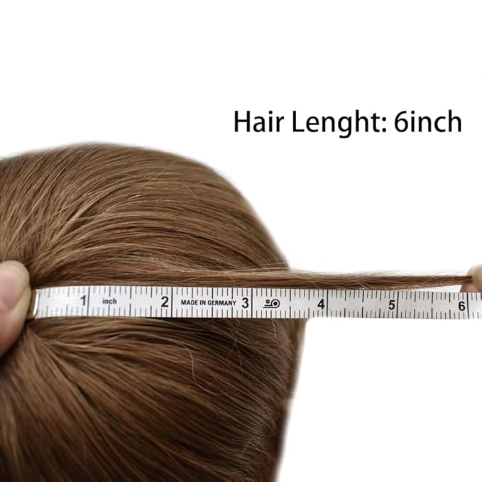 FACE MIRACLE Toupee for Men French Lace Hairpiece Human Hair Replacement System Skin PU Mens Toupee Hair Wigs for Man V-Looped Front Hair Prosthesis 6"X8" 17R#BROWN/BLONDE MIX WARM TONE
