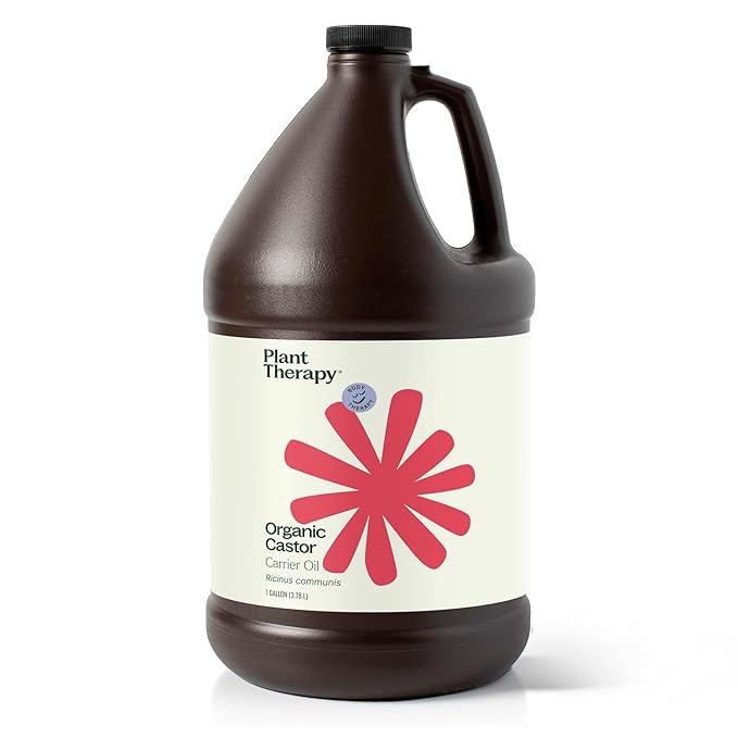 Plant Therapy Castor Oil USDA Organic Cold Pressed 100% Pure Hexane Free 1 Gallon, Conditioning & Healing, for Dry Skin, Hair Growth, Eyelashes