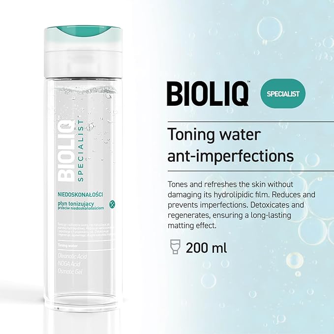 Bioliq - Specialist Toning Water - Restores Skin Balance, Mattifies All Day with Oleanolic Acid, NDGA, & Aloe Vera Leaf Extract for Skin Care - 200 ml