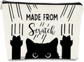 Cat Made From Scratch Funny Kitty Kitten Paw Makeup bag,Cosmetic Bag Zipper Travel Toiletry Bag Best Gift Idea for Cat Lovers Teen Girls,Cat Owners Gifts,Birthday Christmas's Gift
