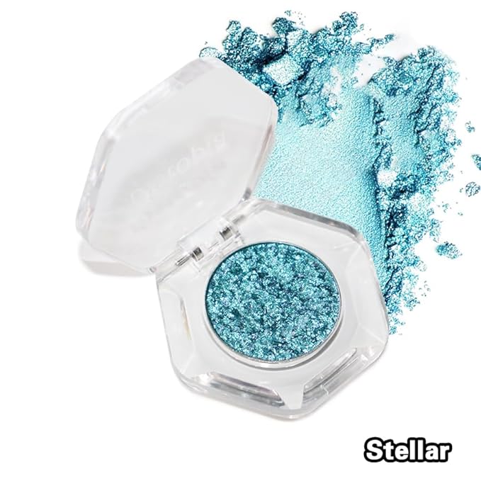 Chameleon Eyeshadow Collection, 14 Shades, Glitter Pressed Powder, Iridescent Shimmer Colors. (Stellar)
