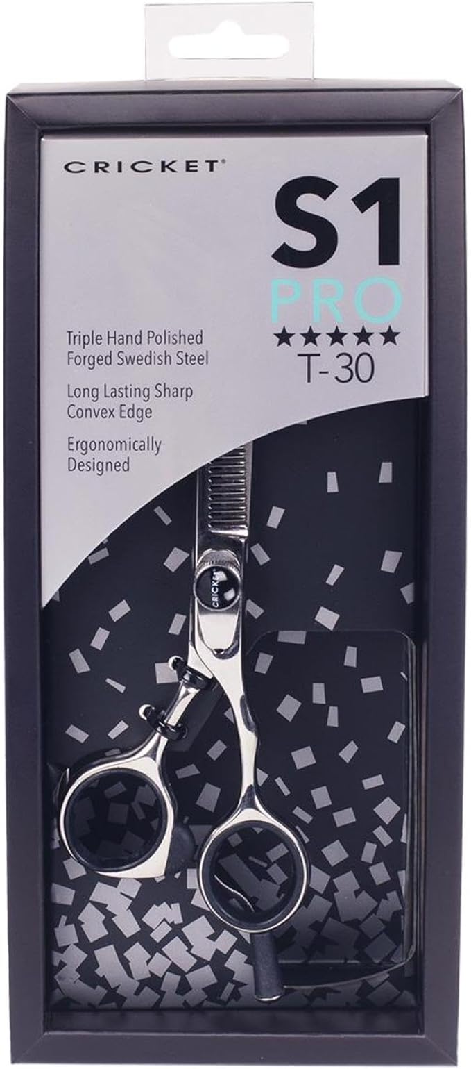 Cricket S1 Pro Series T30 Thinning Haircut Shears, Stylist Barber Salon Tools, Hair Cutting Scissors Professional, Convex Edge, Swedish Steel Hair Scissors Professional for Women and Men
