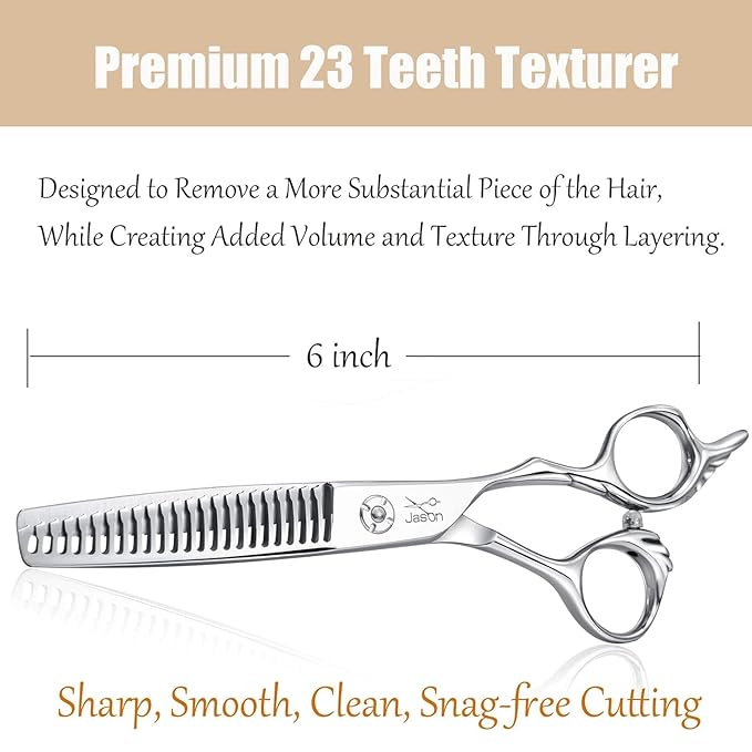 JASON 6" Hair Scissors Set - Hair Shears with Ultimate Sharp Sword Blade, Professional Haircut Scissor Hair Trimming Shear for Barber, Hairdresser, Stylist, Japanese 440C Stainless Steel Gift