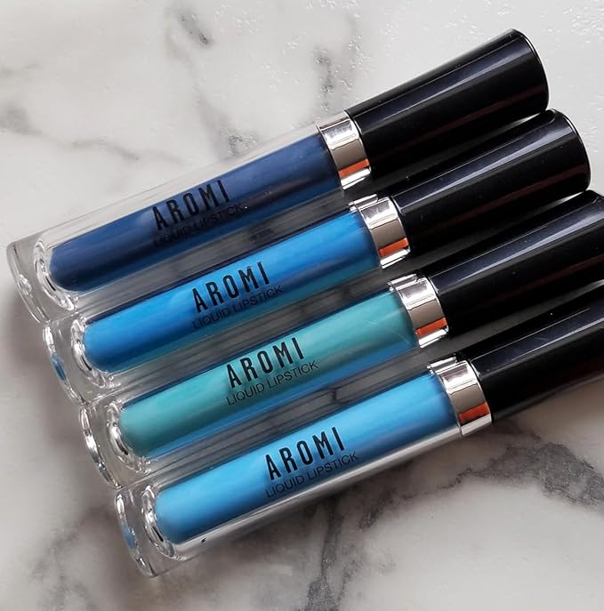 Aromi Baby Blue Matte Liquid Lipstick, Light, Sky Blue Lip Color, Vegan + Cruelty-free Beauty, Long-lasting, Waterproof (Baby Blue)
