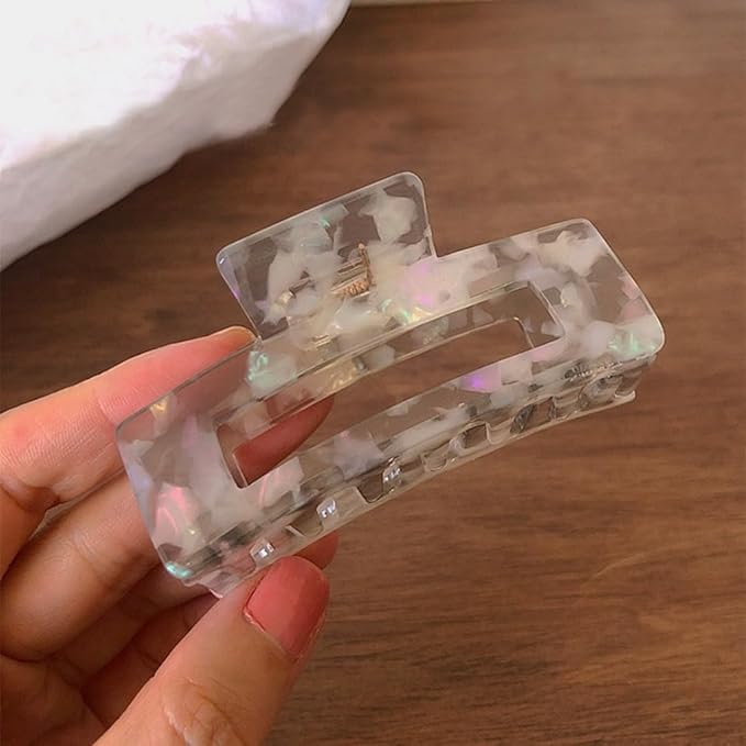 Hair Claw Clips Cutout Tortoise Shell Celluloid Hair Jaw Clips 3 Inches French Design Rectangle Hair Clamp for Women Ladies Mother (2 Pack)