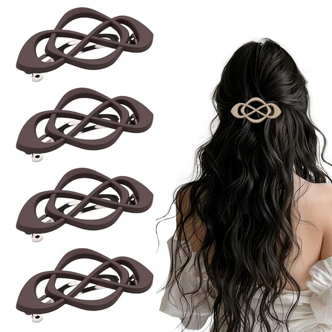 Vintage French Barrette Hair Clips, Hair Barrettes Hair Accessories for Women Girls, Elegant Retro Non Slip Clip with Classic Design Thick to Thin, Stylish Accessories Hair (Dark Purple, 4PCS)