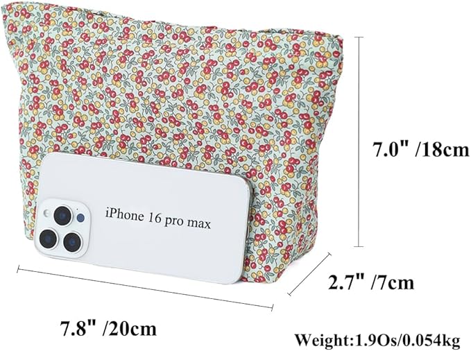 Large Capacity Cotton Printed Makeup Bag - Travel Cosmetic Pouch & Toiletry Organizer with Zipper, Perfect for Daily Use or as a Gift