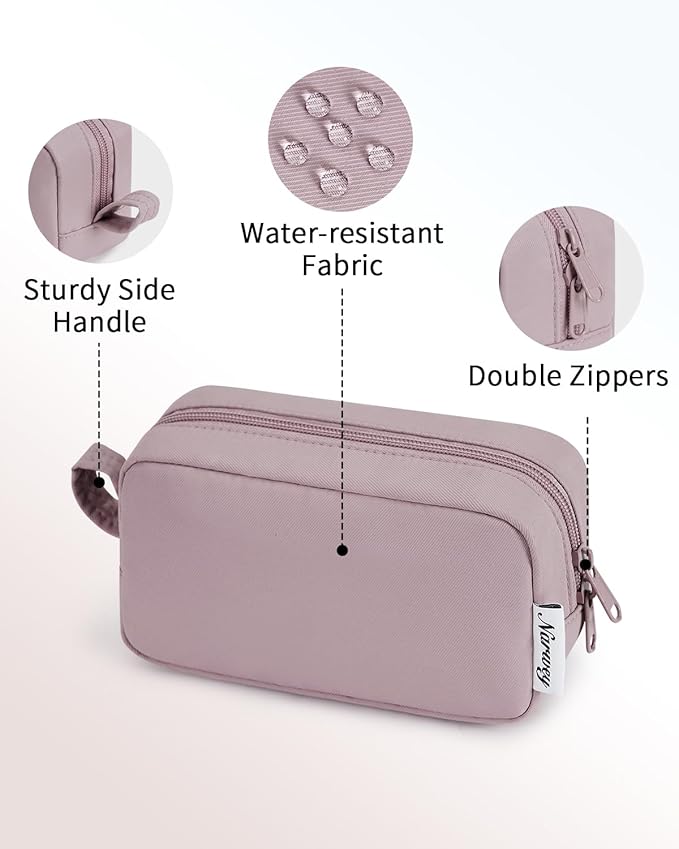 Narwey Small Makeup Bag for Purse Travel Makeup Pouch Mini Cosmetic Bag Zipper Pouch for Women (Dusty Rose, Small)