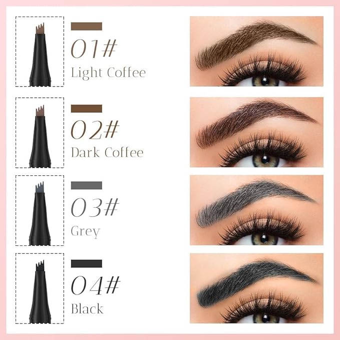 2025 Premium Microblading Eyebrow Pen, Waterproof Eyebrow Pencil, Eye Brow Pen with 4 Tip, Natural Magic Eyebrow Makeup Fine Stroke Contouring Pencil Long-Lasting Stay on All Day (Black)