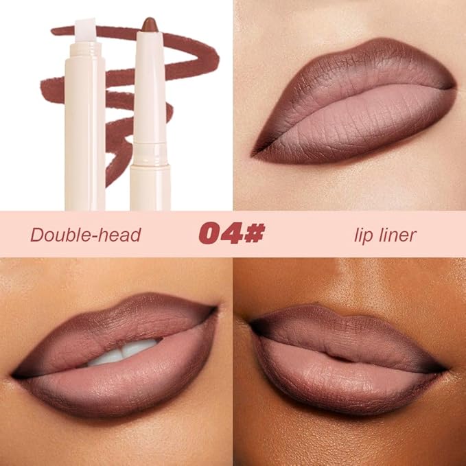 SUAKE Plump Matt Lipstick Lipliner Pencil Pack,Waterproof Crayon with Silicone Smudger for Define Contours & Sculpting Lip, Longwear Moisture Smooth Creamy Formula for Lip Makeup (04# Lunge)
