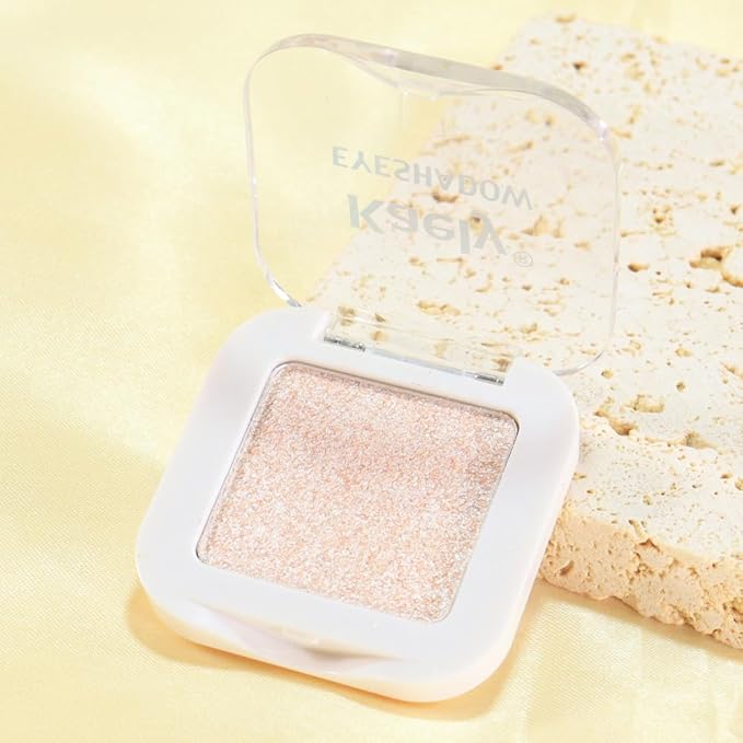 Glittler Single Eye Shadow Palette Makeup, Sheer White Sparkle Shimmer Monochrome Eyeshadow For Old Women, Pigmented Waterproof Sombras Para Ojos, Vegan, Talc, Paraben & Cruelty Free, 02