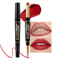 evpct 1Pcs Red Velvet Matte Lip Liner and Lipstick Combo Set Kit for Women, Dark Ruby Sexy Red Magic 24 Hours Lipstick and Lip Liner Gloss Stain Makeup Set Long Lasting Waterproof 24 labial, 40#