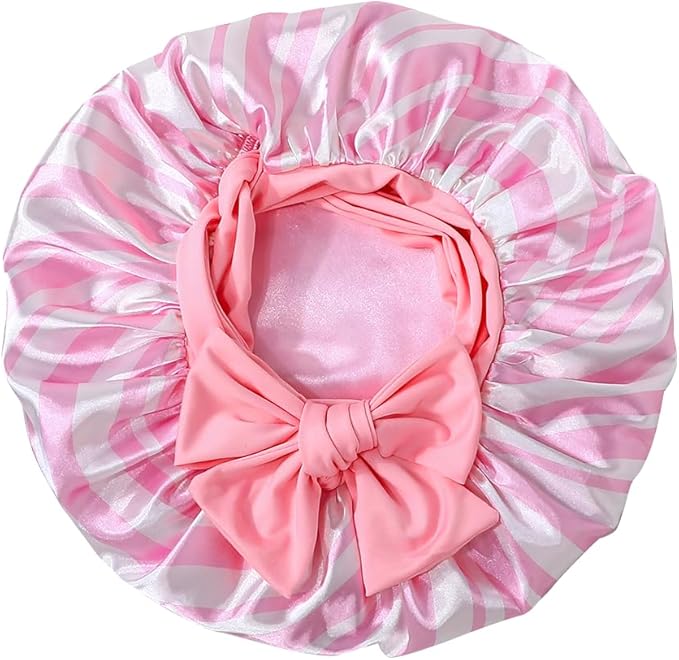 GDTOGRT Satin Silk Bonnet for Sleeping Women - Double Layer Sleep Hair Bonnets Caps for Curly Braid Hair with Tie Band
