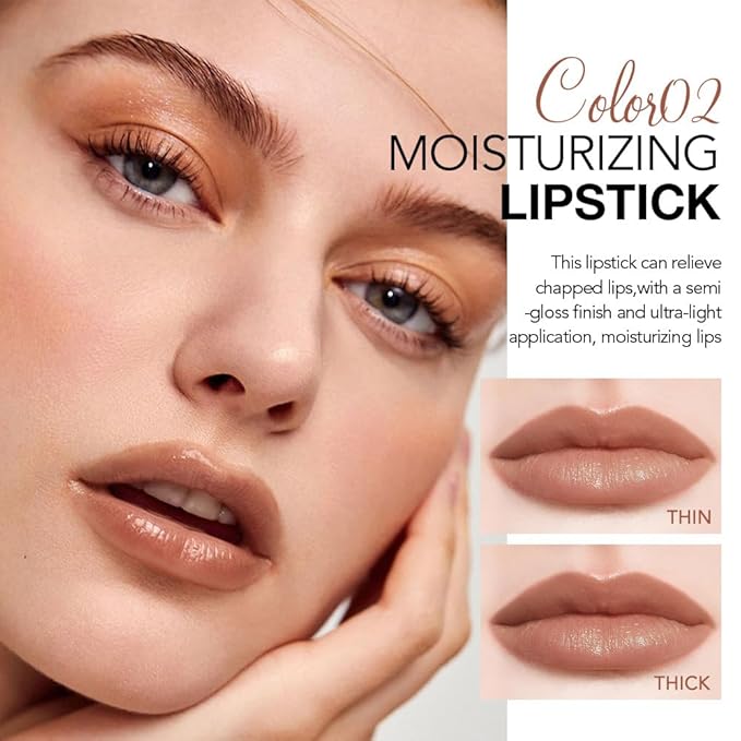 2Pcs Tinted Lip Balm Moisturizing Lipstick – Waterproof Hydrating Matte Lip Balm for Women,Creamy Natural Color Stain for Dry Lips,Soft Matte Finish (2# Cinnamon Nude Brown & 6# Vivid Rose Red)